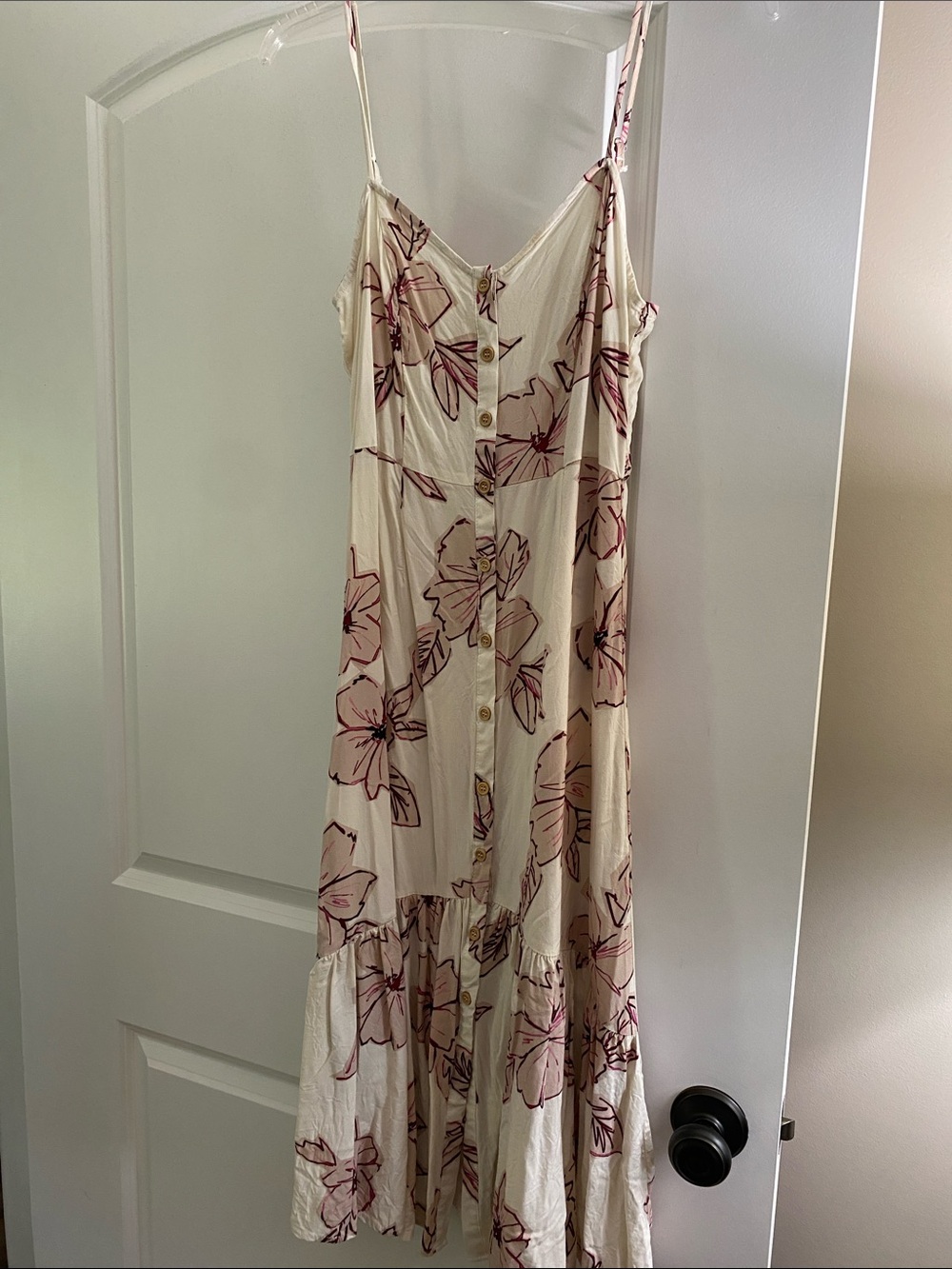 Mimi Chica Cream Maxi Dress with Pink Floral Print